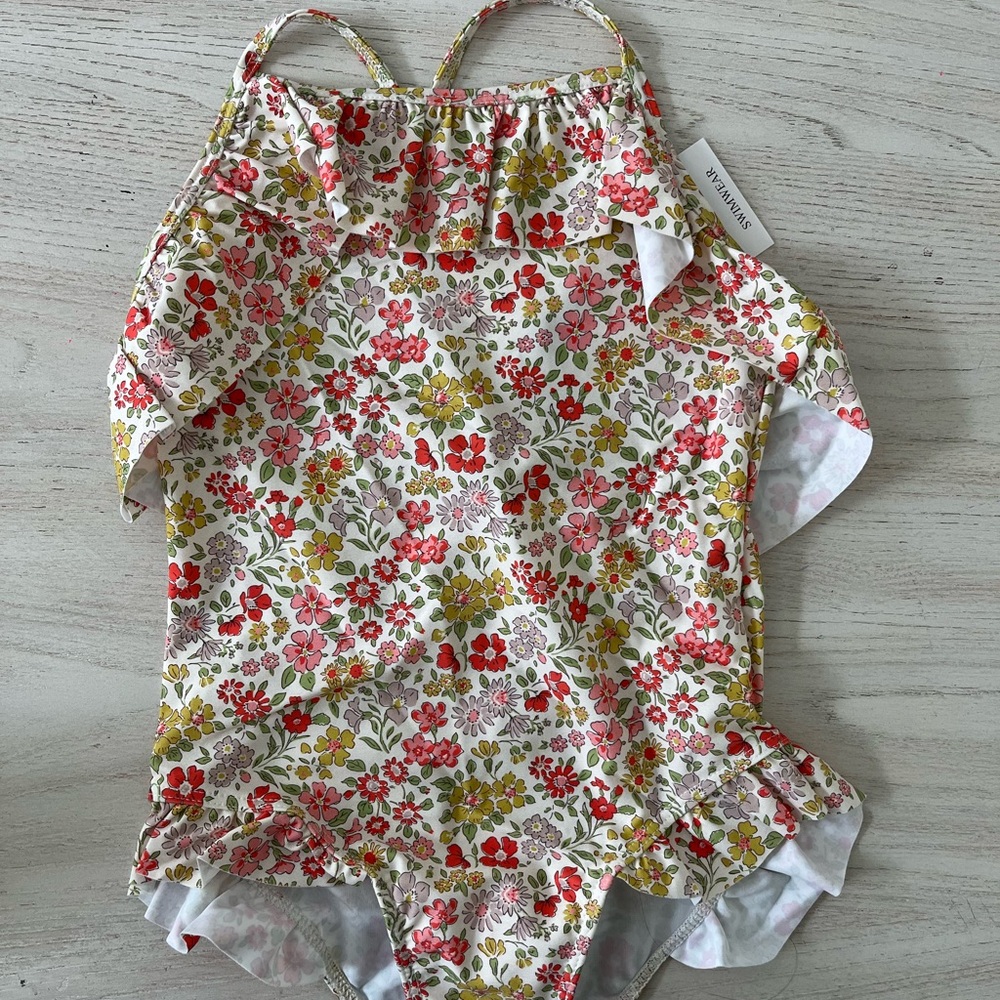 Olivier Liberty Print Floral Ruffle Swimsuit